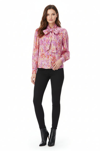 Rich & Royal Printed Blouse with Bow in der Farbe soft orchid