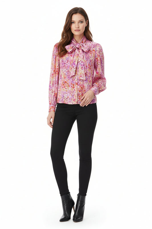 Rich & Royal Printed Blouse with Bow in der Farbe soft orchid