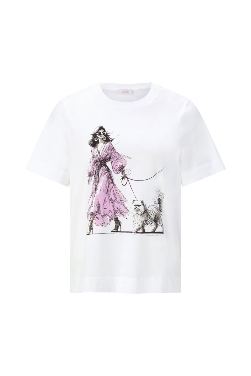 Rich & Royal Queens Easy Fit T-Shirt Woman and Cat in der Farbe white
