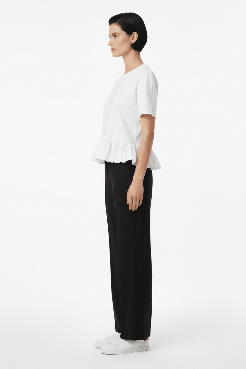 Rich & Royal Queens Mat Mix T-Shirt with Peplum in der Farbe White