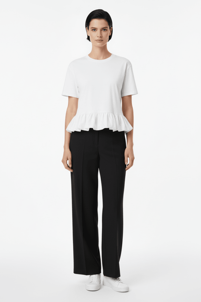 Rich & Royal Queens Mat Mix T-Shirt with Peplum in der Farbe White