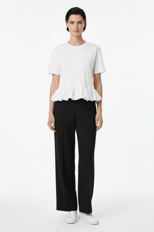 Rich & Royal Queens Mat Mix T-Shirt with Peplum in der Farbe White