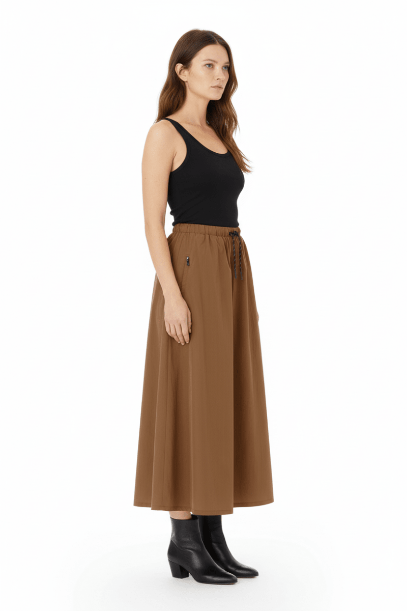 Rich & Royal Queens Midi Skirt with Details in der Farbe cinnamon