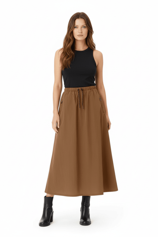 Rich & Royal Queens Midi Skirt with Details in der Farbe cinnamon