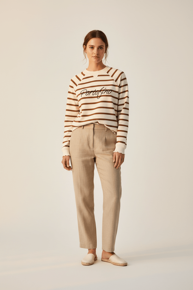 Rich & Royal Queens Striped Sweaty with Application in der Farbe cinnamon