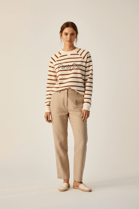 Rich & Royal Queens Striped Sweaty with Application in der Farbe cinnamon