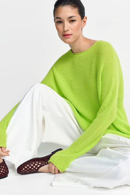 Rich Royal Rippstrickpullover mit Crewneck in der Farbe Urban Lime