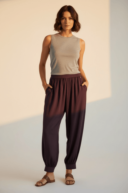 Rich & Royal Satin Bazar Pants Damen – Elegante Satinhose in Mulberry