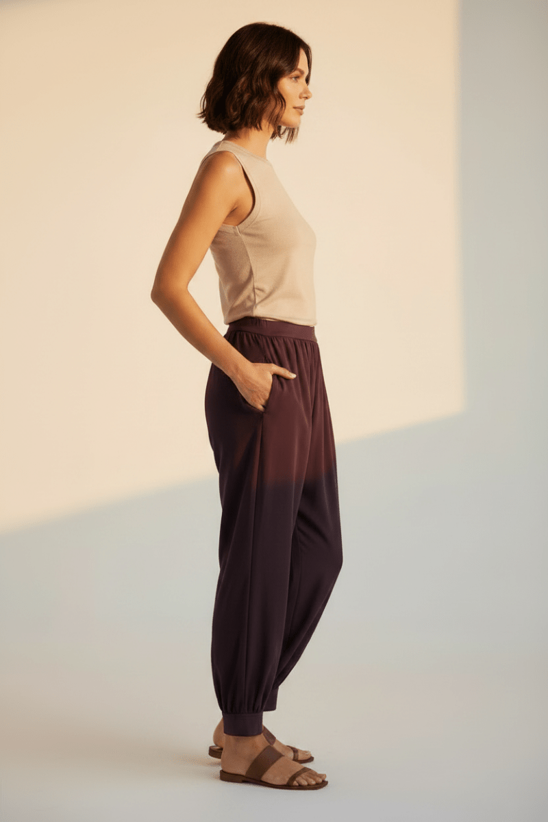 Rich & Royal Satin Bazar Pants Damen – Elegante Satinhose in Mulberry