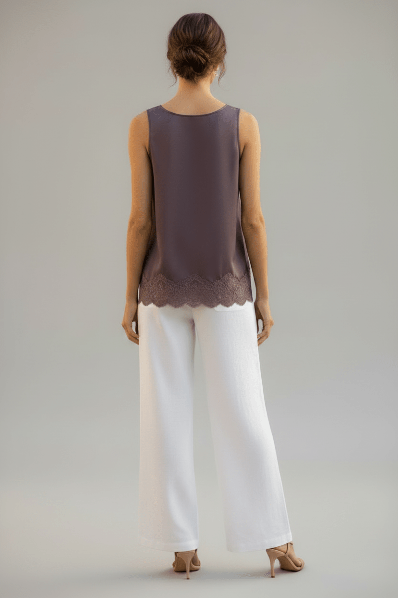 RICHROYAL Satin Top Damen – Elegantes Spitzenoberteil in Mulberry