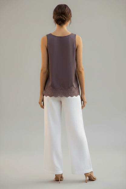RICHROYAL Satin Top Damen – Elegantes Spitzenoberteil in Mulberry