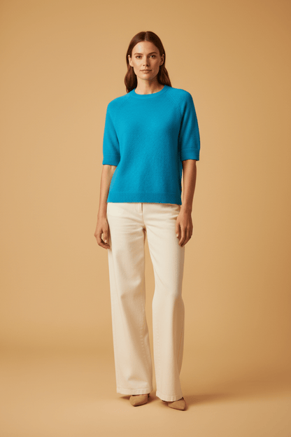 Rich & Royal Seamless Crew Short Sleeve blue jewel