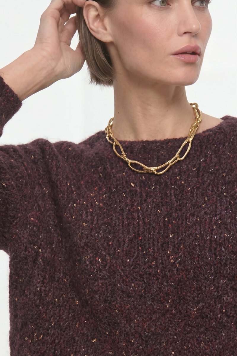 Rich & Royal Seamless Neps Yarn Crew – chocolate torte