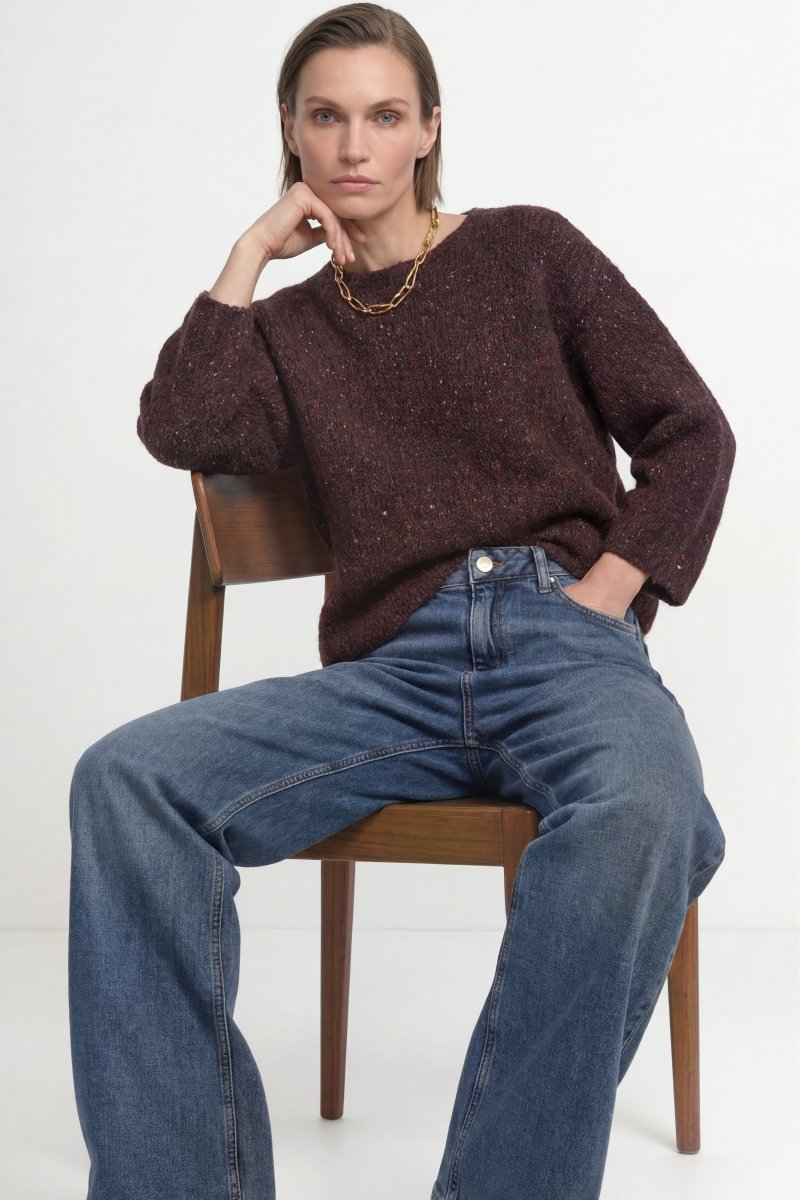 Rich & Royal Seamless Neps Yarn Crew – chocolate torte