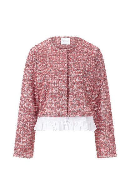 Rich & Royal Sequin Jacket with Peplum in Powder Rosé