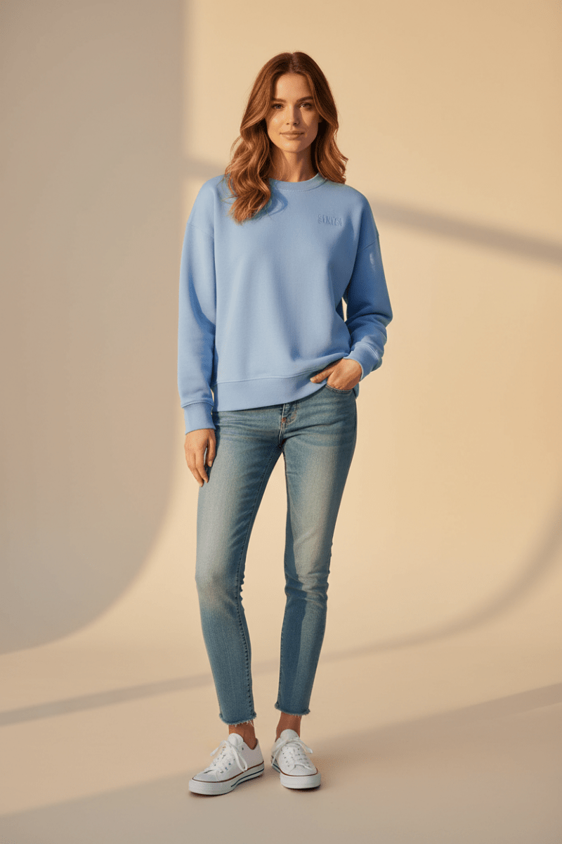 Rich Royal Sweatshirt mit Superwoman Embossing in der Farbe Open Air