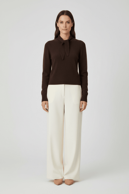 Rich & Royal Tie Detail Basic Pullover Schokobraun