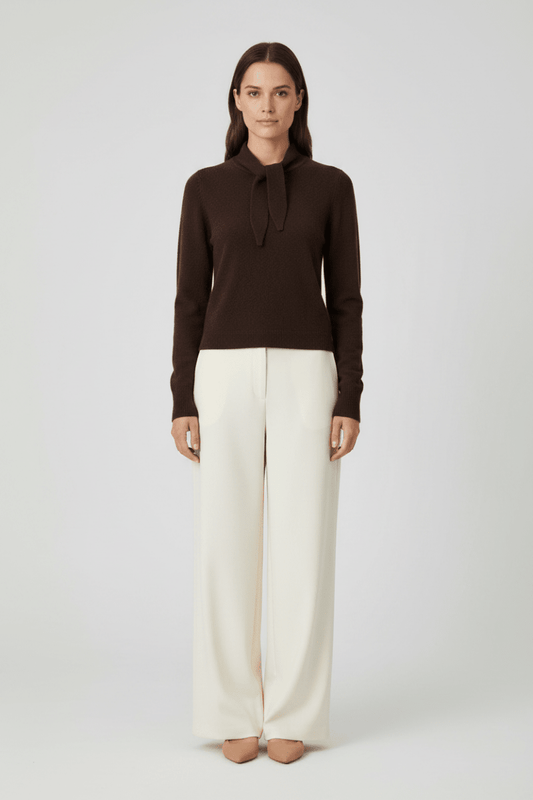 Rich & Royal Tie Detail Basic Pullover Schokobraun