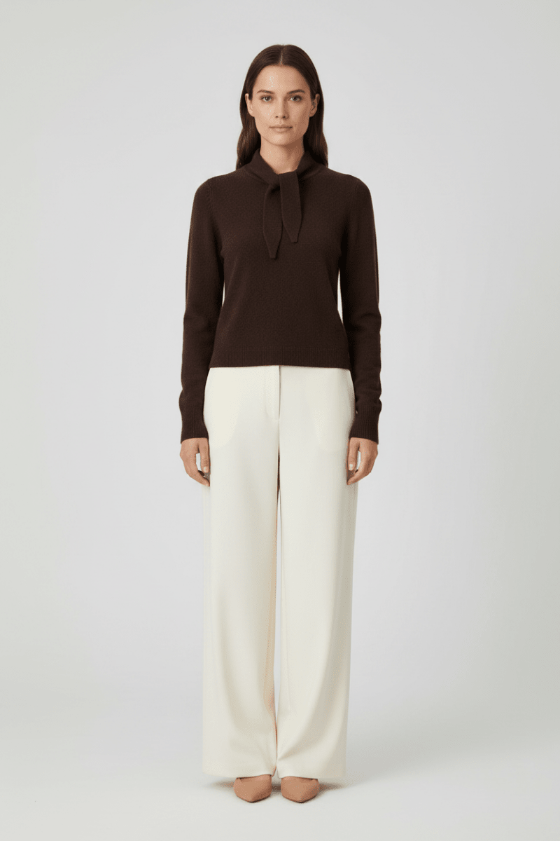 Rich & Royal Tie Detail Basic Pullover Schokobraun