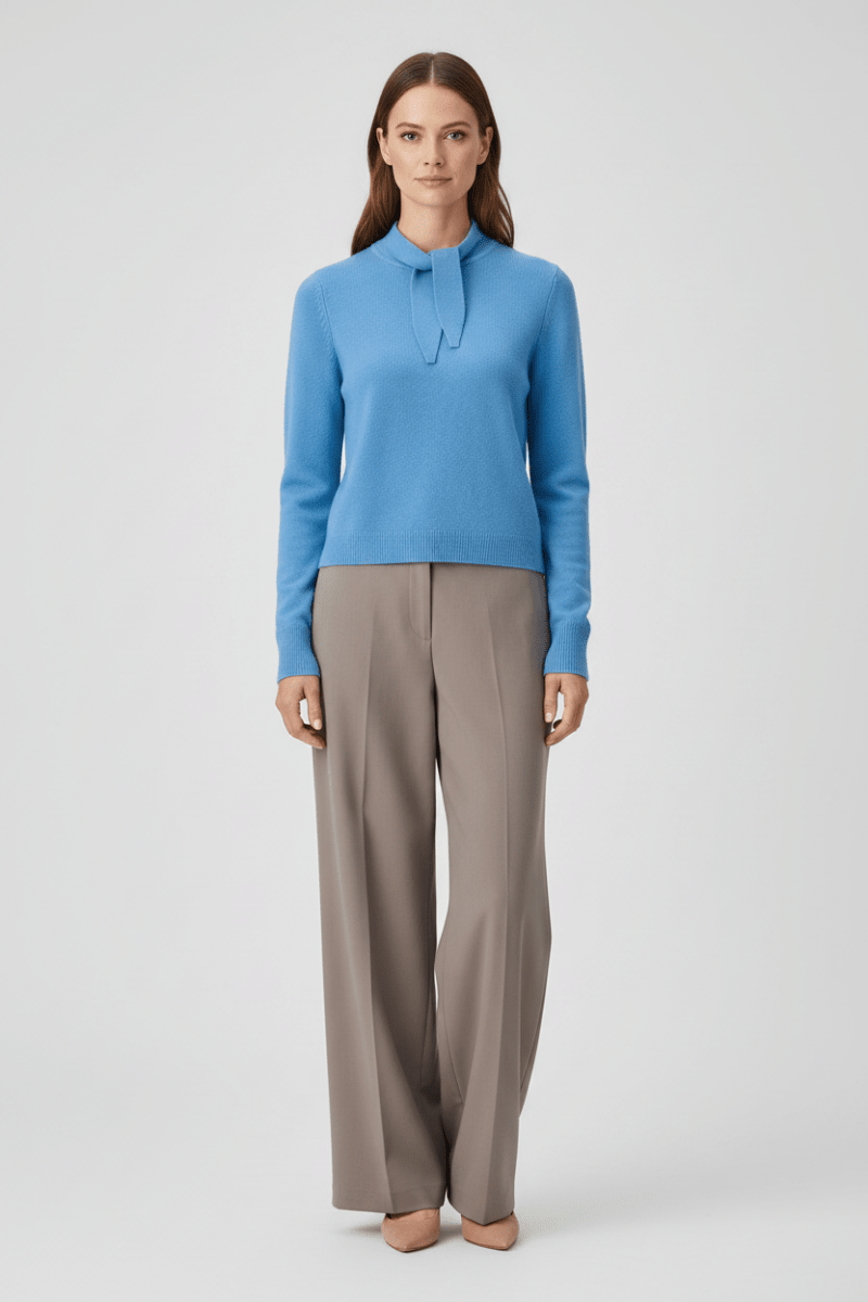 Rich & Royal Tie Detail Basic Pullover Ultramarinblau