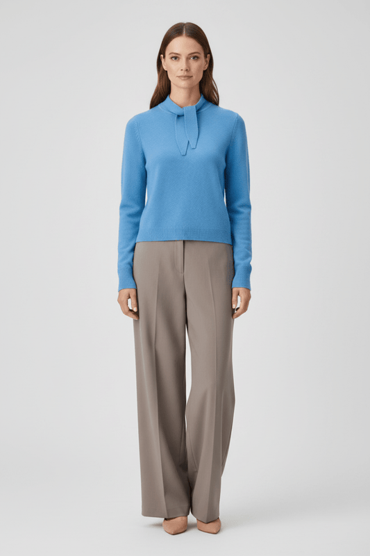 Rich & Royal Tie Detail Basic Pullover Ultramarinblau