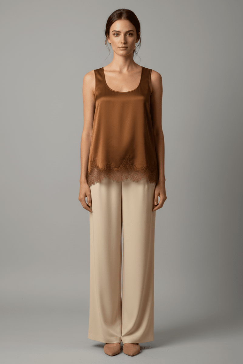 Rich & Royal Top Satin Lace Hazel – Warmes Damen Satin-Top