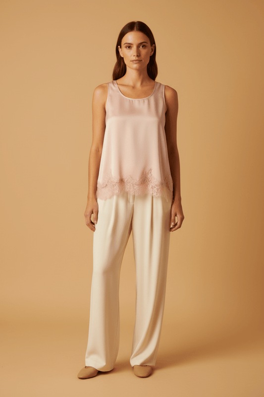 Rich & Royal Top Satin Lace Powder Rosé – Romantisches Damen Top