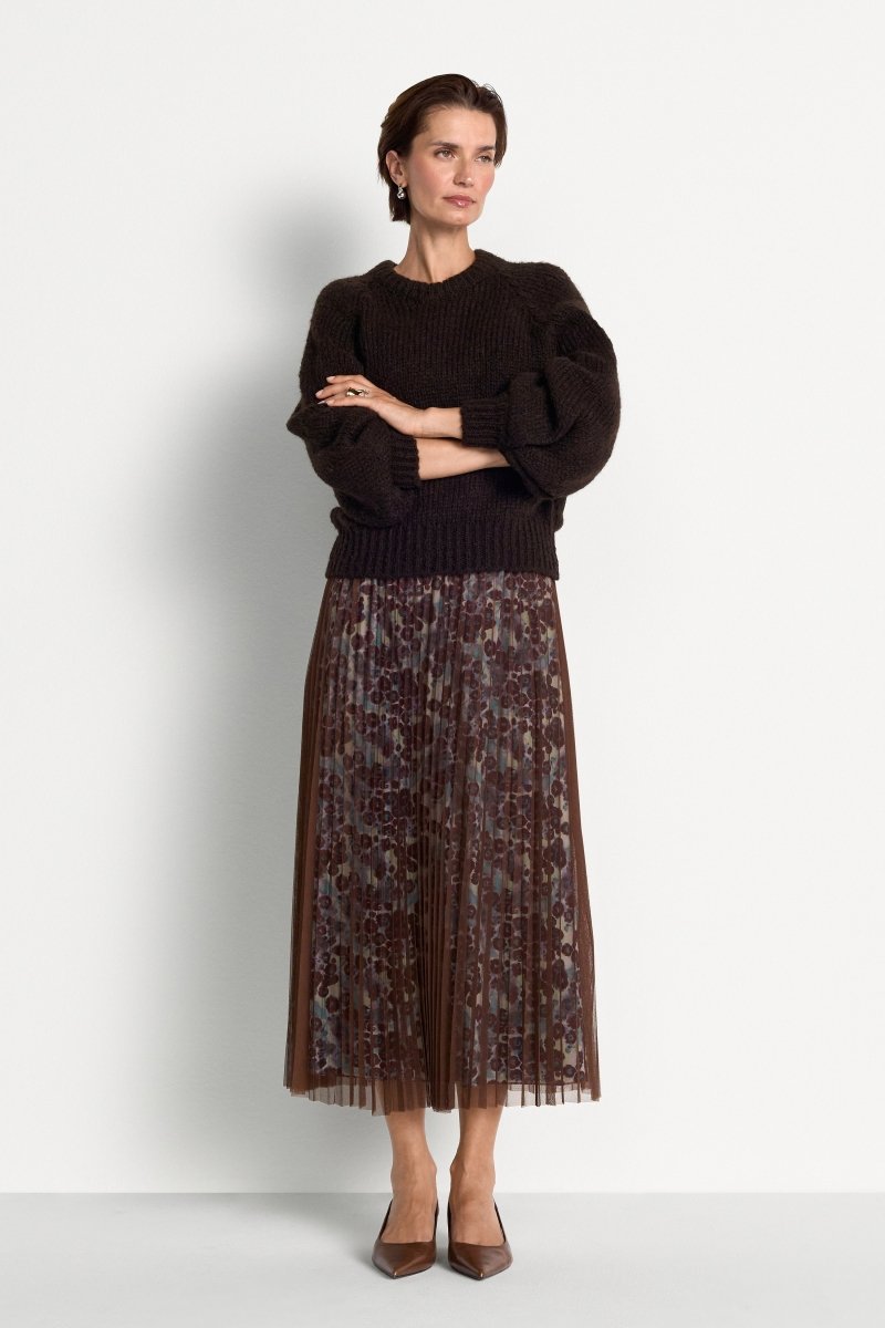 Rich & Royal Tulle Plisse Skirt – chocolate torte