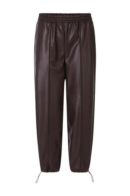 RICHROYAL Vegane Lederhose im Barrel-Fit in Schokobraun