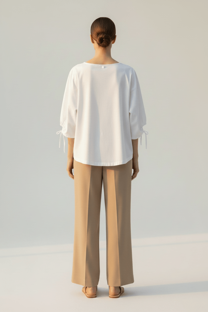 RICHROYAL Wide Fit T-Shirt Damen – Oversized Shirt mit Tunnelzug in Weiß