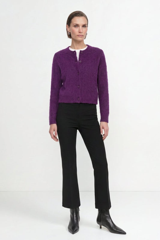 RICHROYAL Angerautes Strickjacken-Set mit Rundhalsausschnitt in Evening Lilac