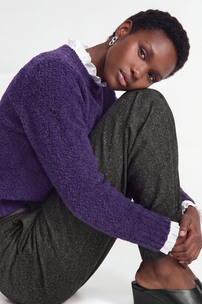 RICHROYAL Bouclé Pullover Crew Neck in Evening Lilac