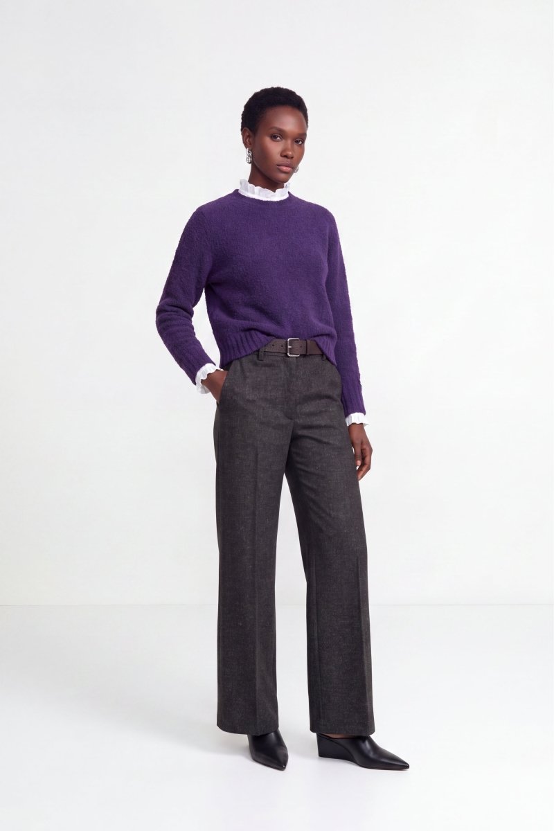 RICHROYAL Bouclé Pullover Crew Neck in Evening Lilac