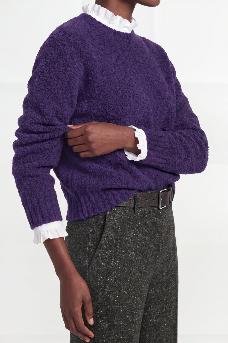 RICHROYAL Bouclé Pullover Crew Neck in Evening Lilac