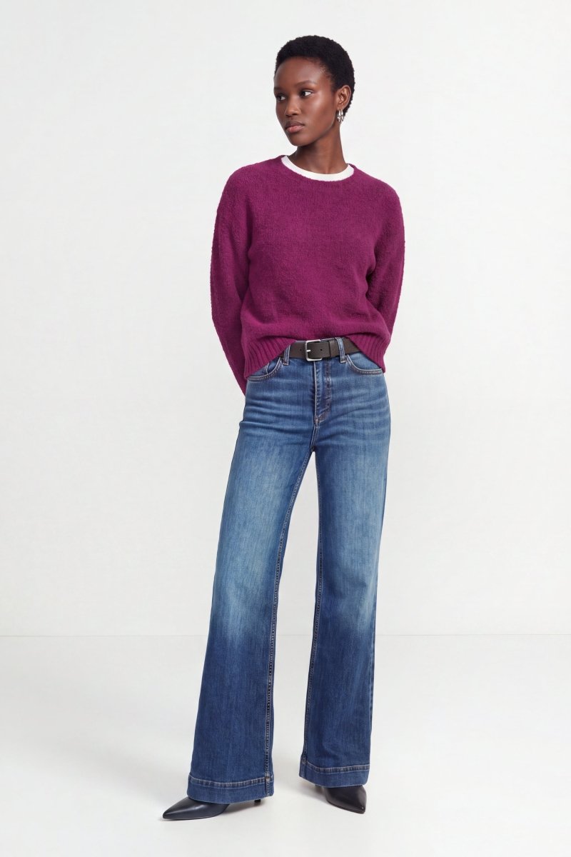 RICHROYAL Bouclé Pullover Crew Neck in Festive Fuchsia