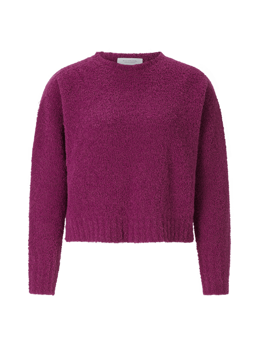 RICHROYAL Bouclé Pullover Crew Neck in Festive Fuchsia