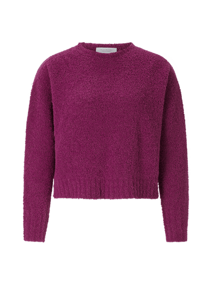 RICHROYAL Bouclé Pullover Crew Neck in Festive Fuchsia