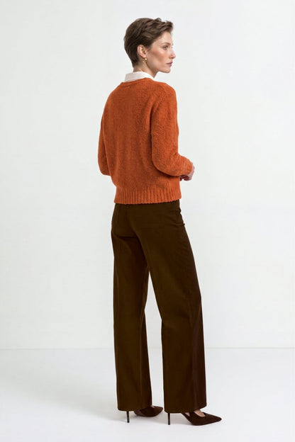 RICHROYAL Bouclé Pullover Crew Neck in Urban Ember