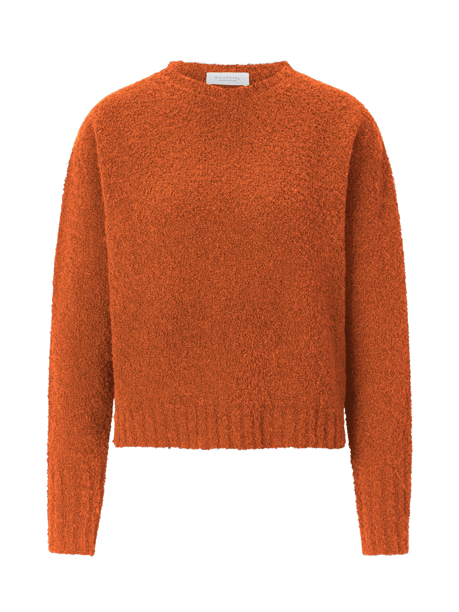 RICHROYAL Bouclé Pullover Crew Neck in Urban Ember