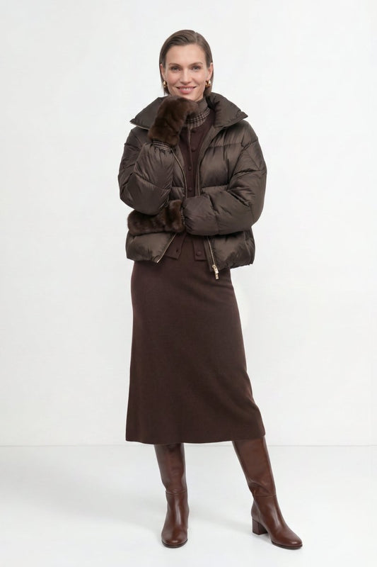 RICHROYAL Fake Fur Handschuhe in Chocolate Torte