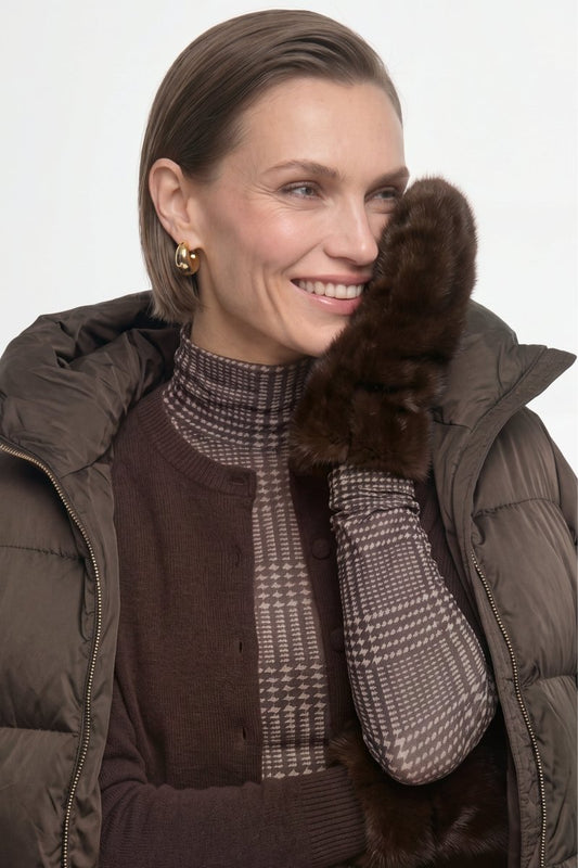 RICHROYAL Fake Fur Handschuhe in Chocolate Torte
