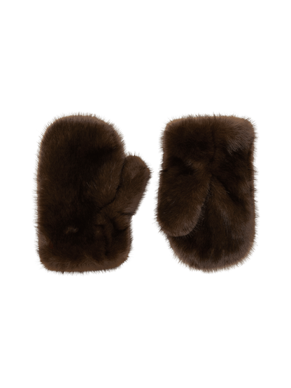 RICHROYAL Fake Fur Handschuhe in Chocolate Torte