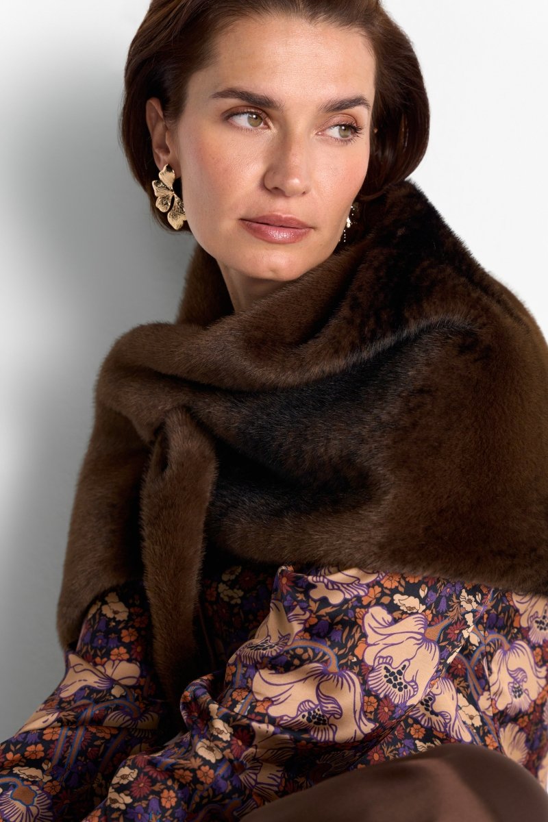 RICHROYAL Fake Fur Schal in Chocolate Torte