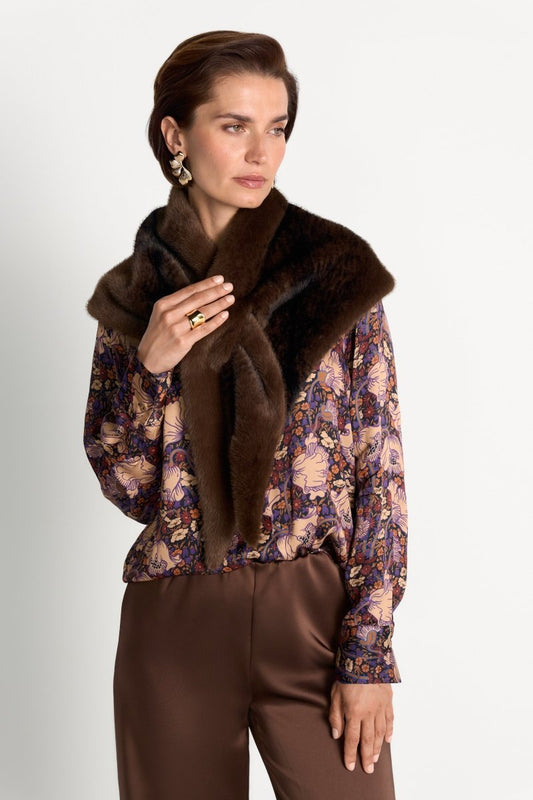 RICHROYAL Fake Fur Schal in Chocolate Torte