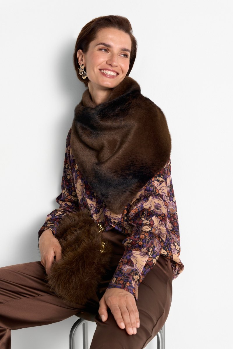 RICHROYAL Fake Fur Schal in Chocolate Torte