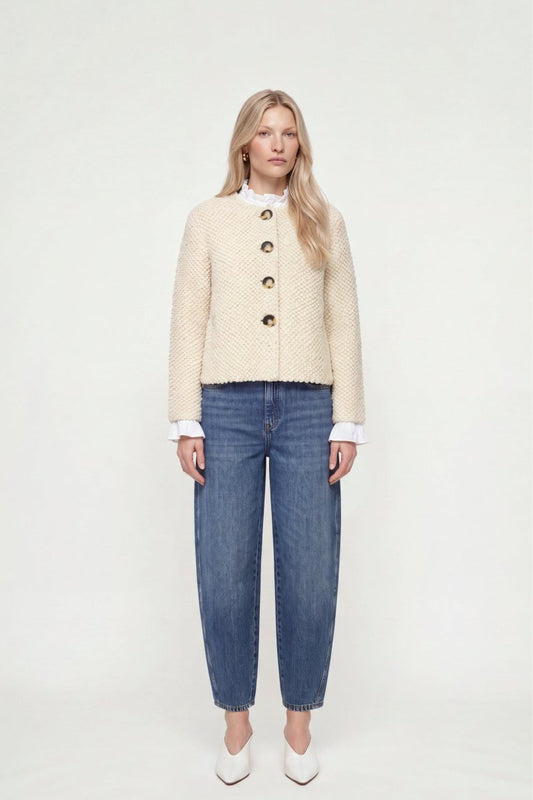 RICHROYAL Fellimitat-Jacke mit Rundhalsausschnitt in Caffe Latte