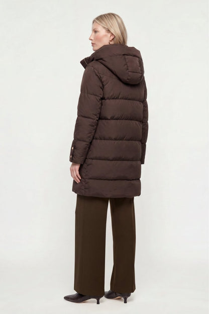 RICHROYAL Hooded Midilength Puffer Jacket in Coffee Bean