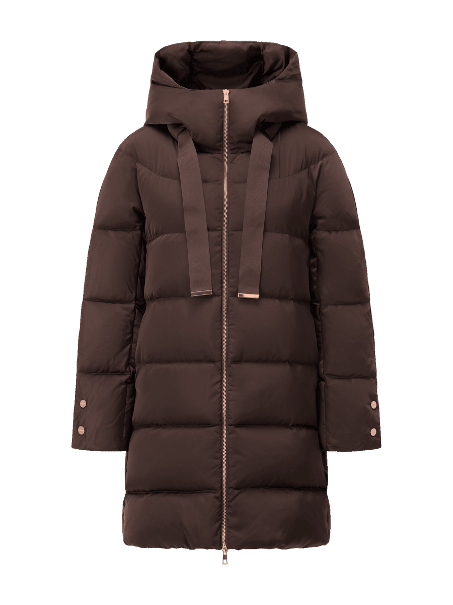 RICHROYAL Hooded Midilength Puffer Jacket in Coffee Bean