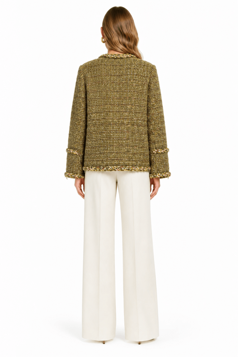 RICHROYAL Loose Fit Bouclé Jacke in Golden Moss