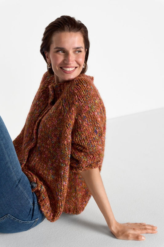 RICHROYAL Mehrfarbige Strickjacke in Urban Ember